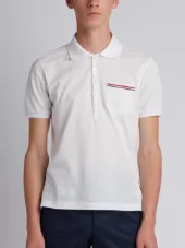 Short Sleeve Polo Shirt In White Cotton Pique
