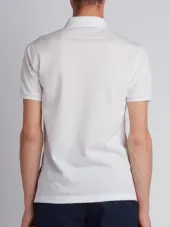 Short Sleeve Polo Shirt In White Cotton Pique