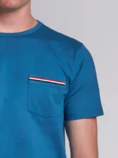 Short Sleeve T-Shirt With Chest Pocket In Blue Jersey