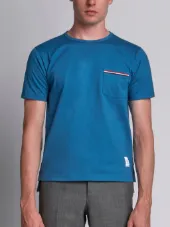 Short Sleeve T-Shirt With Chest Pocket In Blue Jersey