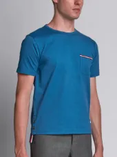 Short Sleeve T-Shirt With Chest Pocket In Blue Jersey