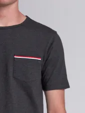Short Sleeve T-Shirt With Chest Pocket In Charcoal Jersey