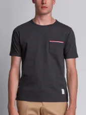 Short Sleeve T-Shirt With Chest Pocket In Charcoal Jersey