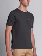 Short Sleeve T-Shirt With Chest Pocket In Charcoal Jersey