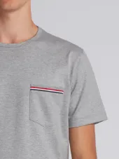 Short Sleeve T-Shirt With Chest Pocket In Grey Jersey