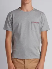 Short Sleeve T-Shirt With Chest Pocket In Grey Jersey