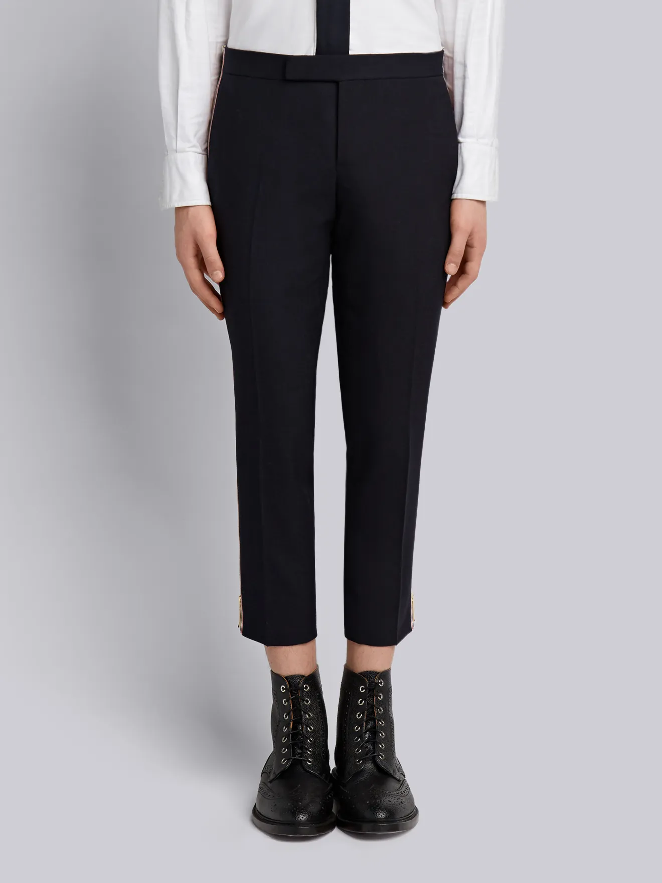 Side Zip Low Rise Skinny Side Tab Trouser In 2 Ply Fresco | Thom Browne