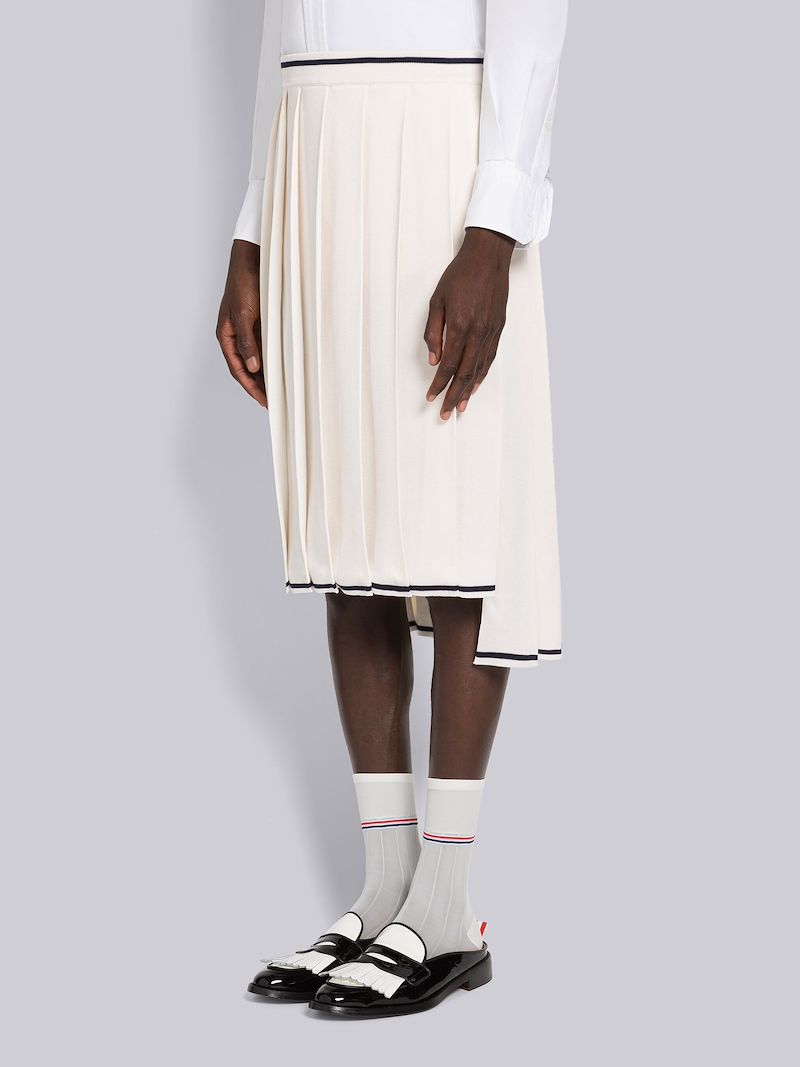 Silk Cotton Full Needle Stitch Pleated Skirt