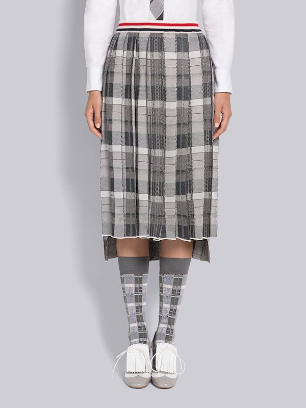 Silk Cotton Madras Below the Knee Pleated Skirt