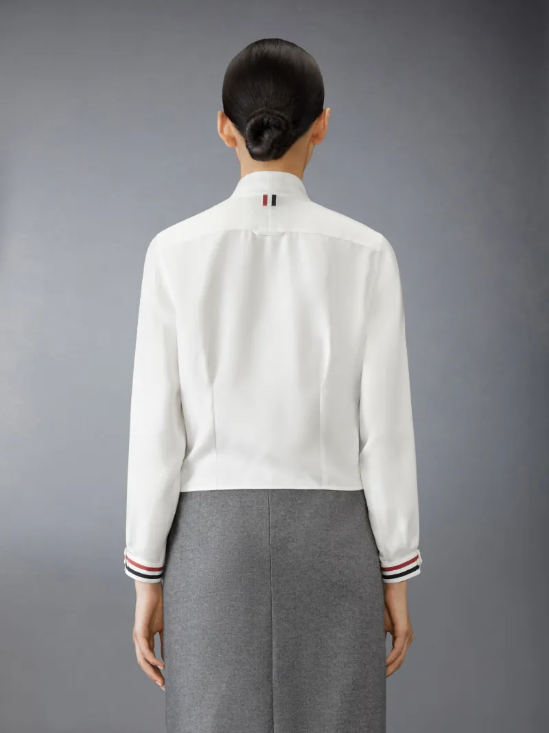 Silk Twill Bow Collar Blouse