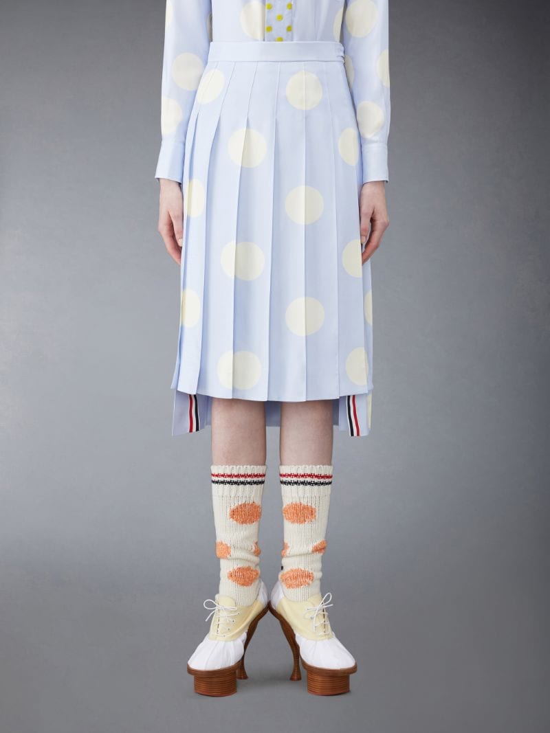 Silk Twill Polka Dot Classic Pleated Skirt | Thom Browne Official