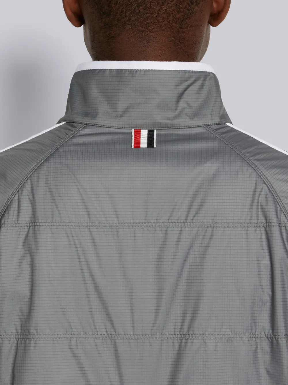 Silver Quilted Ripstop Jersey Lining Track Jacket | Thom Browne