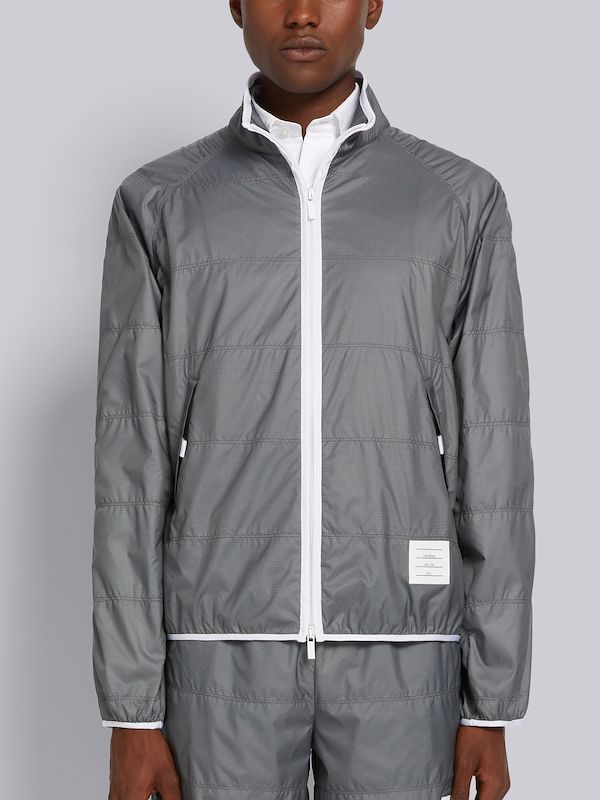 Silver Quilted Ripstop Jersey Lining Track Jacket