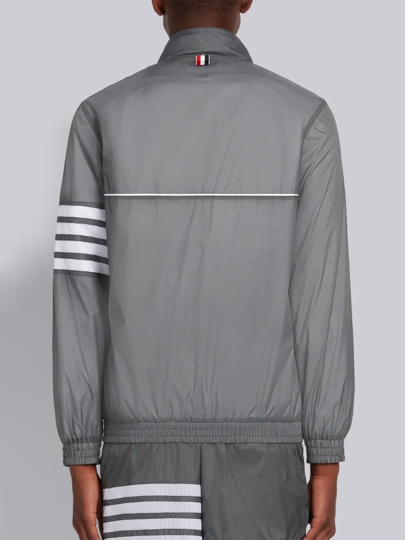 Silver Sheer Ripstop Oversized 4-Bar Zip-up Jacket