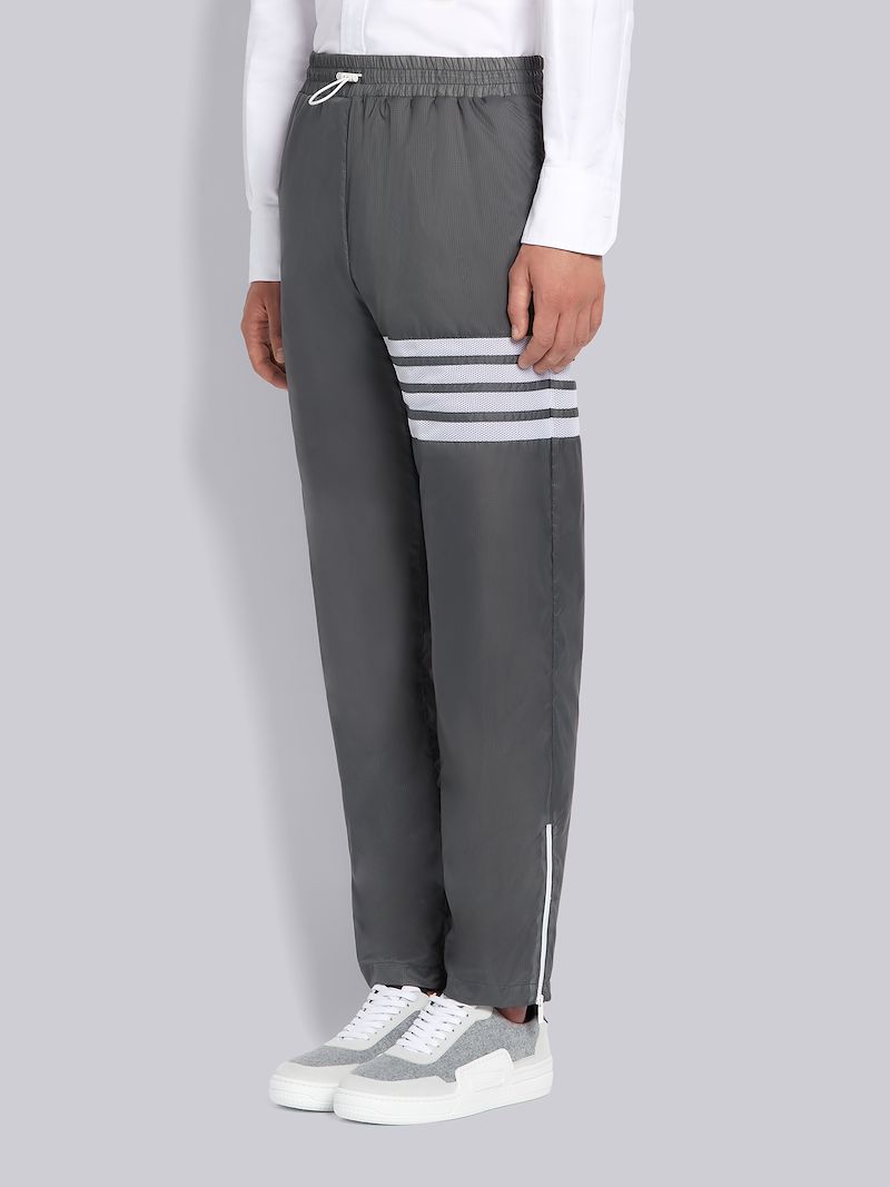 Silver Sheer Ripstop Straight Leg 4-Bar Track Pants