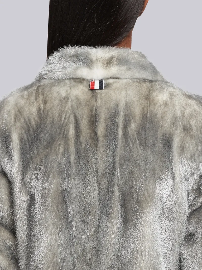 Single Breasted Sack Overcoat With Intarsia Red White And Blue