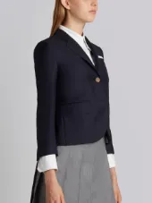 Single Breasted Sport Coat In Blue Wool Twill