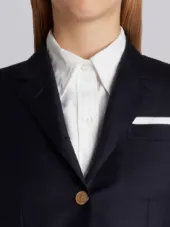 Single Breasted Sport Coat In Blue Wool Twill