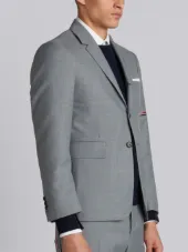 Single Breasted Sport Coat With Red, White And Blue Selevedge In Medium Grey School Uniform Twill