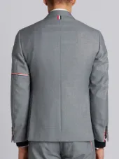 Single Breasted Sport Coat With Red, White And Blue Selevedge In Medium Grey School Uniform Twill