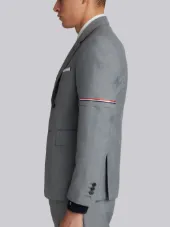 Single Breasted Sport Coat With Red, White And Blue Selevedge In Medium Grey School Uniform Twill