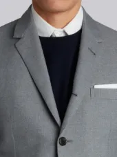 Single Breasted Sport Coat With Red, White And Blue Selevedge In Medium Grey School Uniform Twill