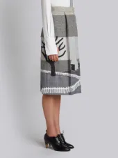 SINGLE PLEAT HIGH WAISTED SKIRT IN SCENIC PATCHWORK EMBROIDERY