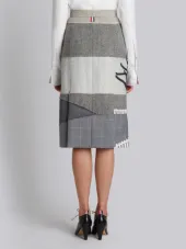 SINGLE PLEAT HIGH WAISTED SKIRT IN SCENIC PATCHWORK EMBROIDERY