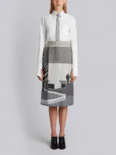 SINGLE PLEAT HIGH WAISTED SKIRT IN SCENIC PATCHWORK EMBROIDERY