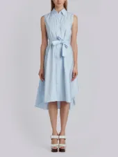 Sleeveless A-line Belted Shirtdress With Funmix Stripe Placement In University Stripe Poplin