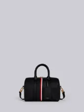 Small Unstructured Holdall With Red, White And Blue Vertical Stripe & Shoulder Strap In Tumbled Calf Leather