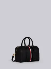 Small Unstructured Holdall With Red, White And Blue Vertical Stripe & Shoulder Strap In Tumbled Calf Leather