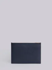 Small Zipper Tablet Holder (29.5x20cm) With Contrast 4-bar Stripe In Pebble Grain & Calf Leather