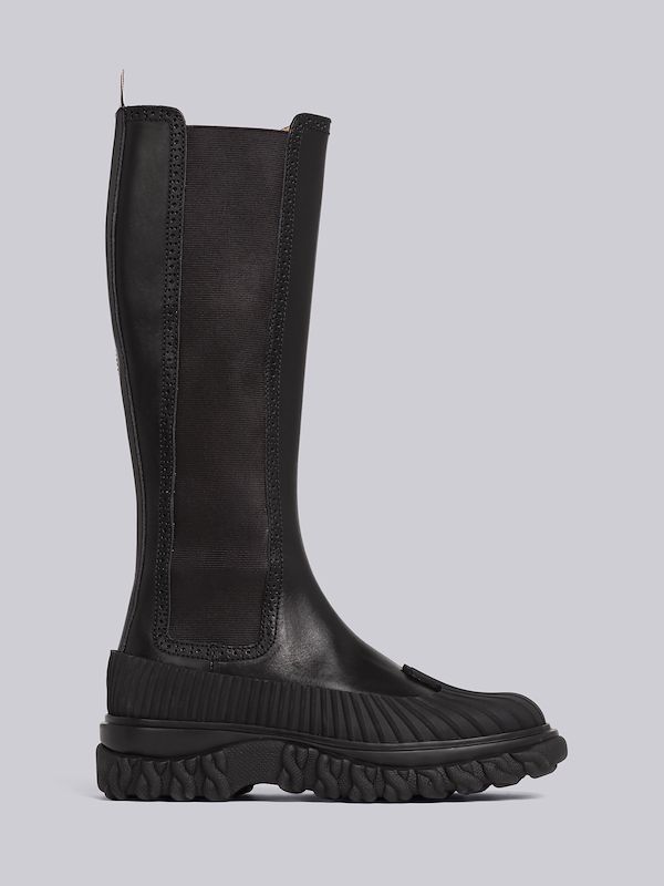 Smooth Calf Leather Knee High 4-Bar Chelsea Duck Boot