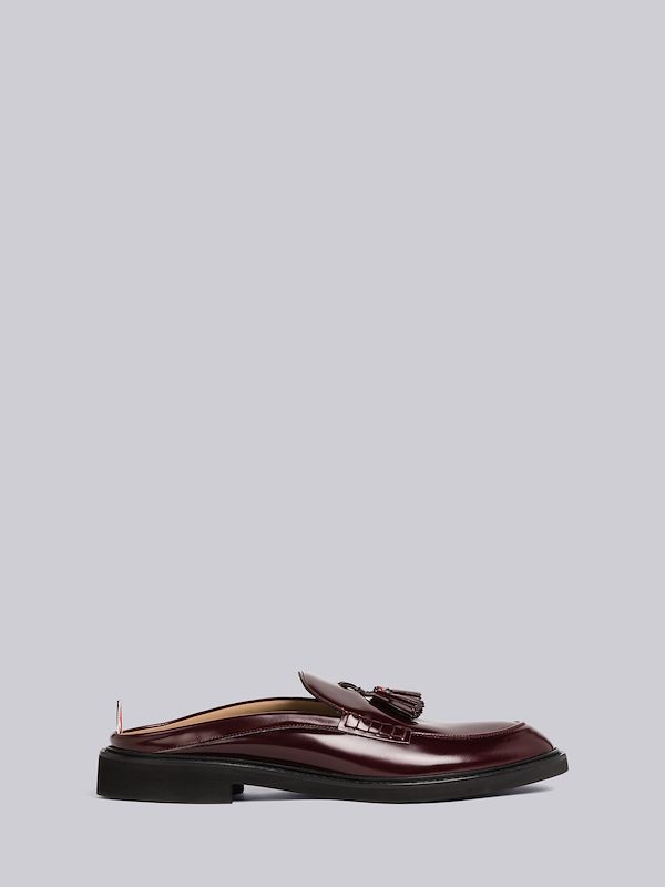 Soft Patent Leather Tassel Loafer Mule