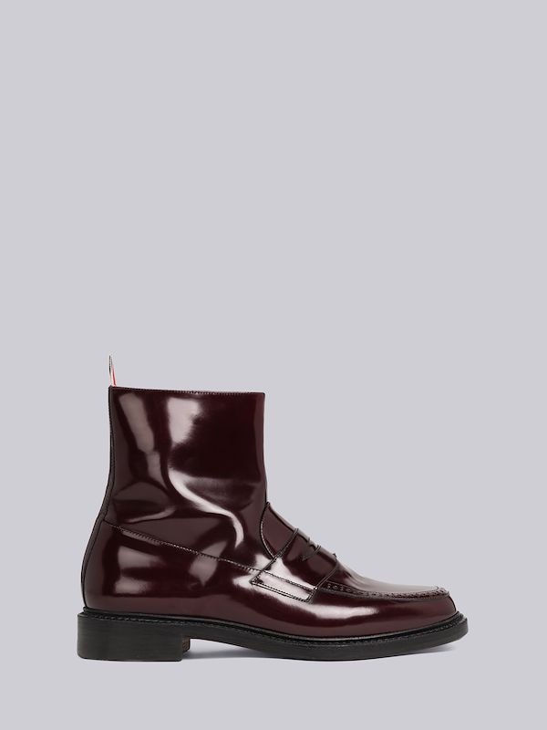 Spazzolato Leather Penny Loafer Ankle Boot