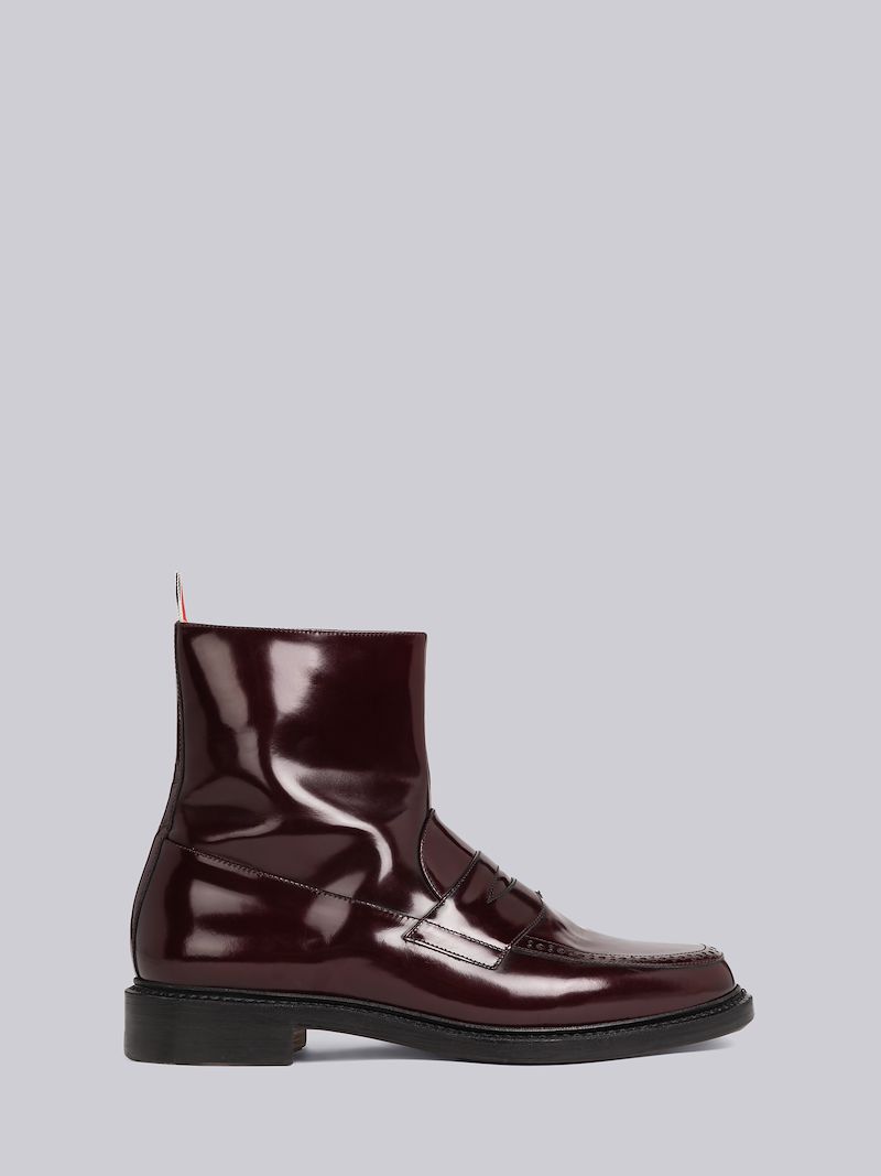 Spazzolato Leather Penny Loafer Ankle Boot