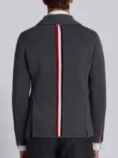 Sport Coat With Milano Stitch And Red, White And Blue Intarsia Stripe In Cotton Crepe