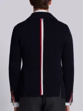 Sport Coat With Milano Stitch And Red, White And Blue Intarsia Stripe In Cotton Crepe