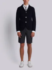 Sport Coat With Milano Stitch And Red, White And Blue Intarsia Stripe In Cotton Crepe