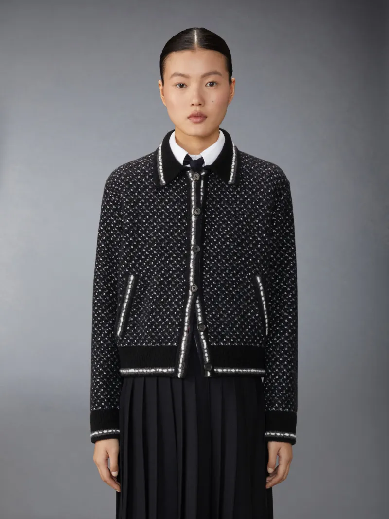spreadcollar tweed bomber jacket Thom Browne
