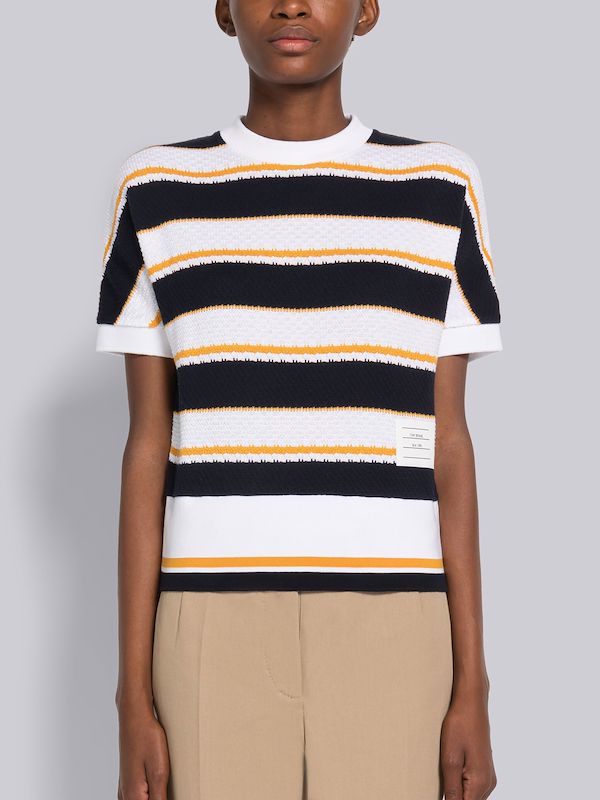 Stripe Cotton Tuck Dolman Tee