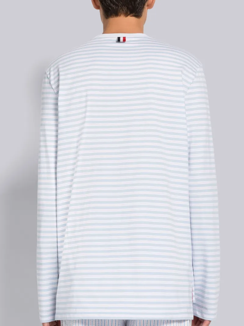 STRIPE JERSEY FLOWER EMBROIDERY LONG SLEEVE TEE