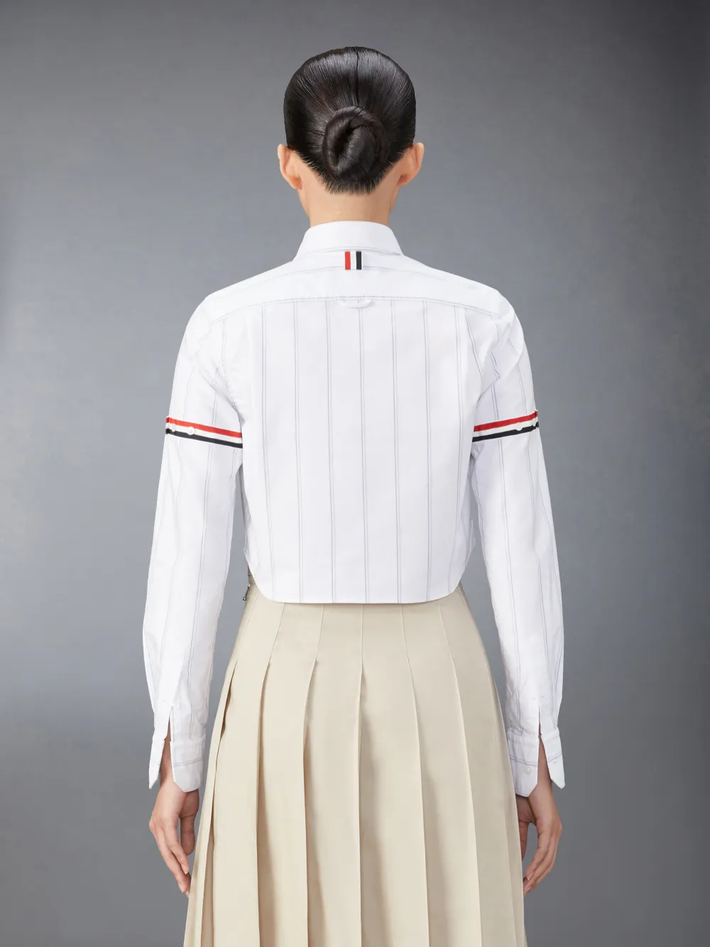 Stripe Oxford Armband Cropped Shirt | Thom Browne Stripe Oxford Armband Cropped Shirt | Thom Browne
