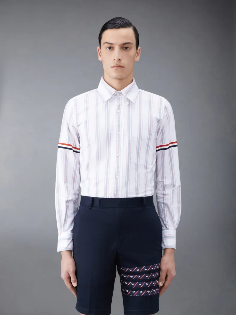 Stripe Oxford Armband Straight Fit Shirt Thom Browne