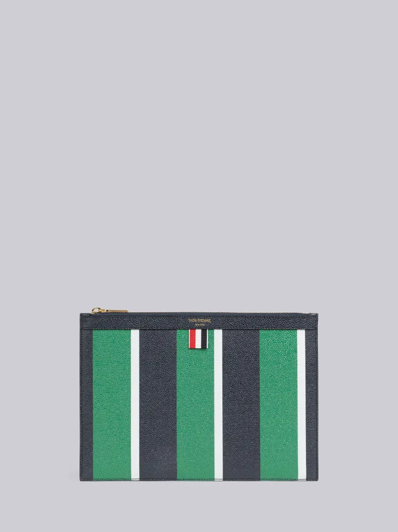 Stripe Pebble Grain Leather Small Document Holder