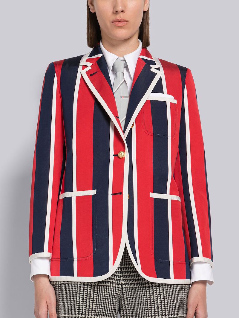 Stripe Silk Cotton Mogador Tipping Sack Sport Coat