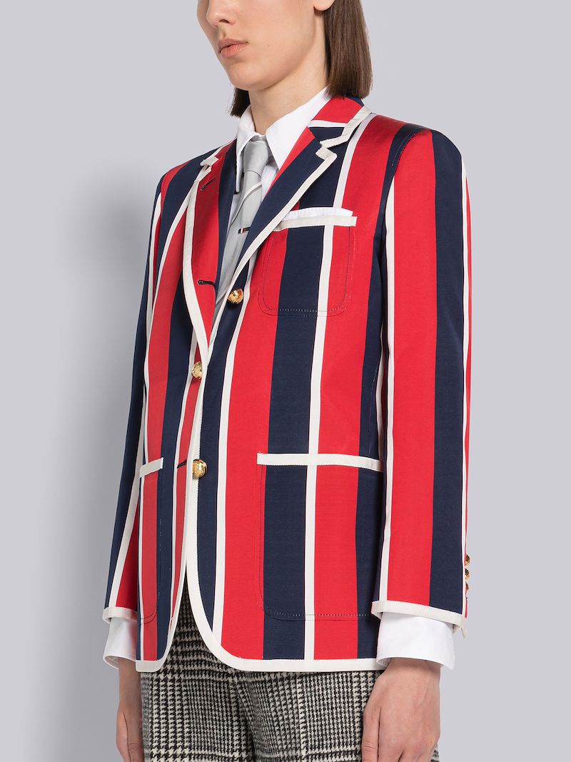 Stripe Silk Cotton Mogador Tipping Sack Sport Coat