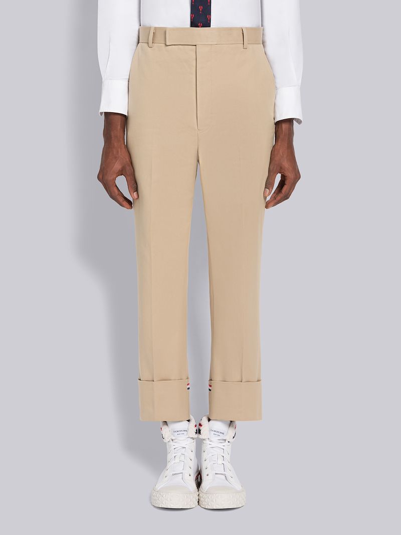 Stripe Twill Belt Loop Straight Leg Trouser