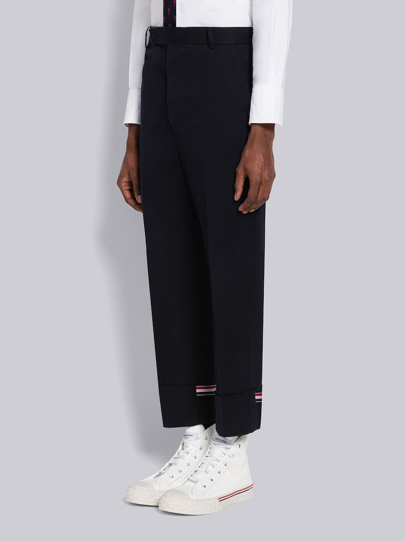 Stripe Twill Belt Loop Straight Leg Trouser